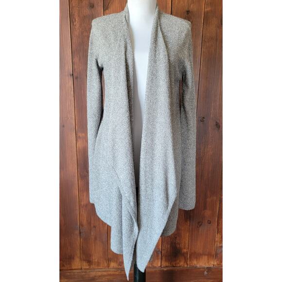 Barefoot Dreams Bamboo Chic Lite Cardigan S/M Heather Gray Open Front Waterfall - Picture 4 of 11